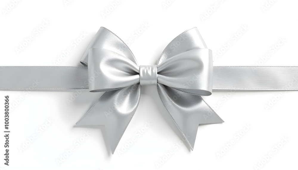 Silver gift bow ribbon isolated on a white background Silver gift bow ribbon isolated on a white background