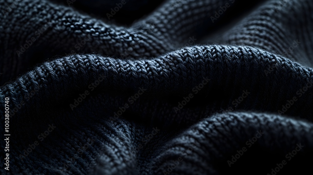 Abstract texture of black knit fabric, focusing on the criss-crossed yarns, with a balance of light and shadow enhancing the tactile feel Abstract texture of black knit fabric, focusing on the criss-crossed yarns, with a balance of light and shadow enhancing the tactile feel