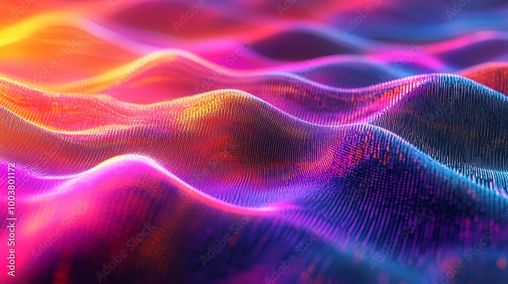 Fototapeta premium Abstract Technology Background with Polygonal Chaotic Grid, Bright Colors on Dark, Representing Data Analytics, Algorithms, and Cryptography in a Futuristic Design