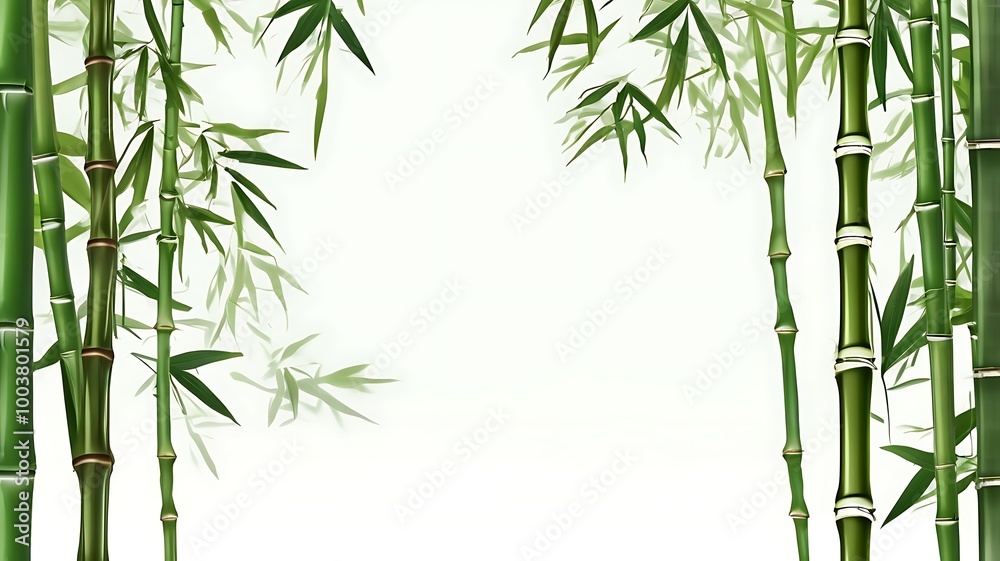 Bamboo background. Asian fresh green bamboo stalks, natural bamboo plant backdrop, stick plants