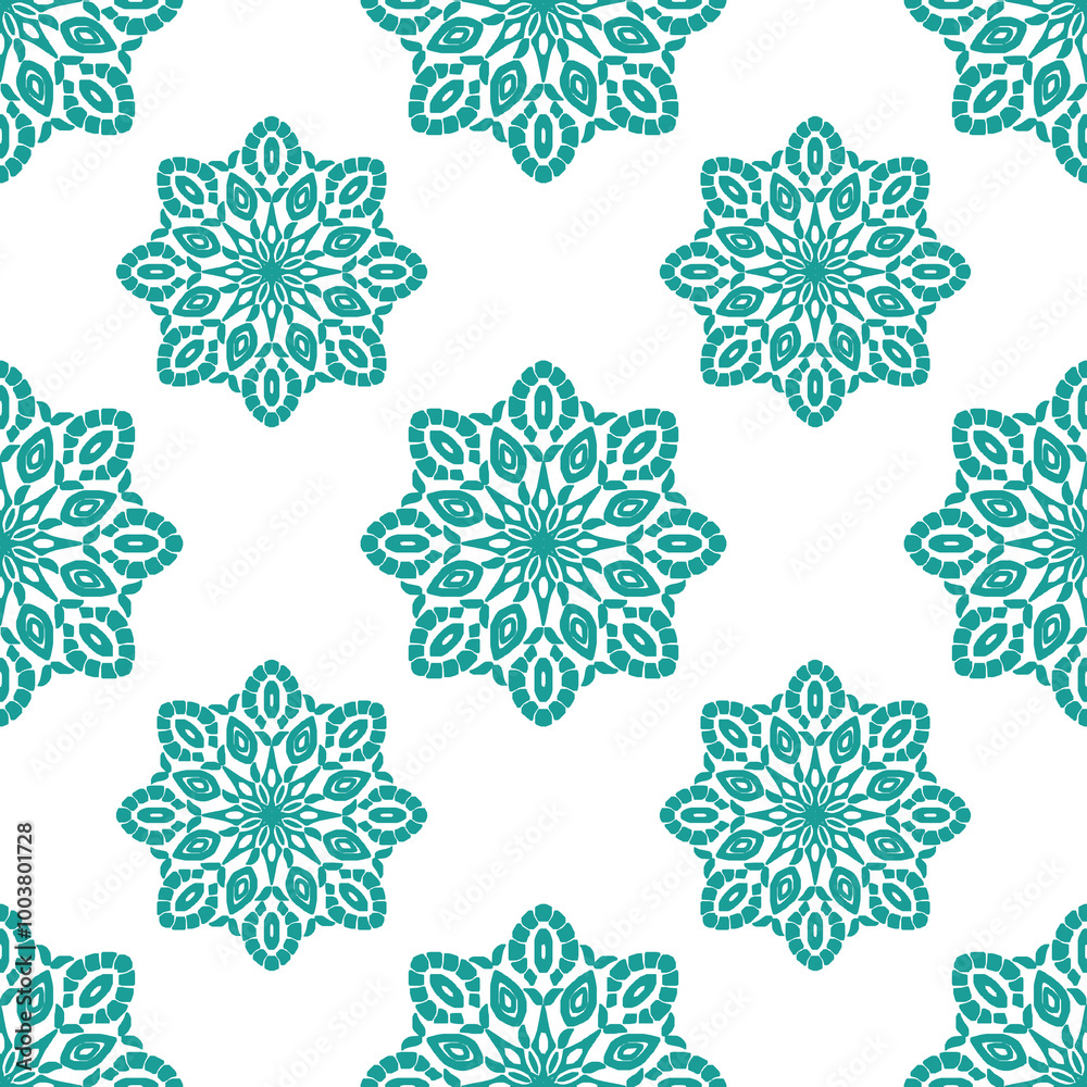 luxury seamless pattern of sea green color floral mandala motif for carpet