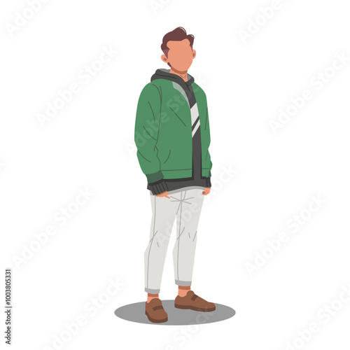 man posing in casual stylish outfits flat design illustration. (vol 6)