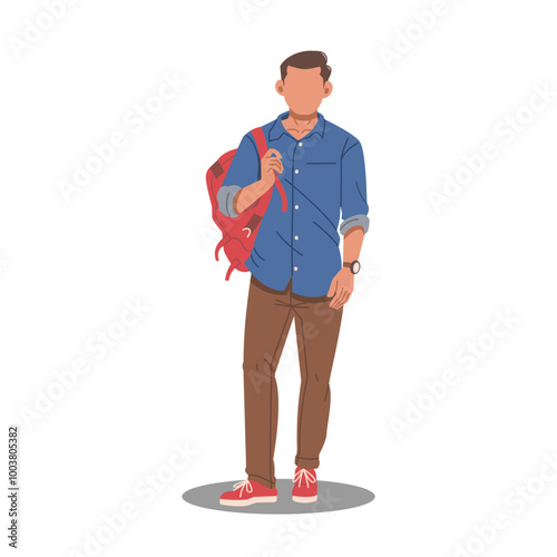 man posing in casual stylish outfits flat design illustration. (vol 7)