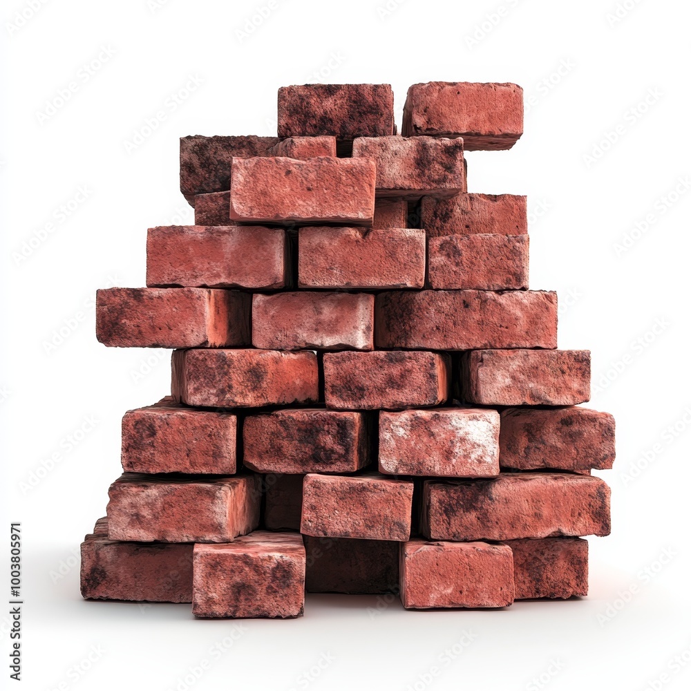 Obraz premium Neatly Stacked Red Bricks for Construction Projects