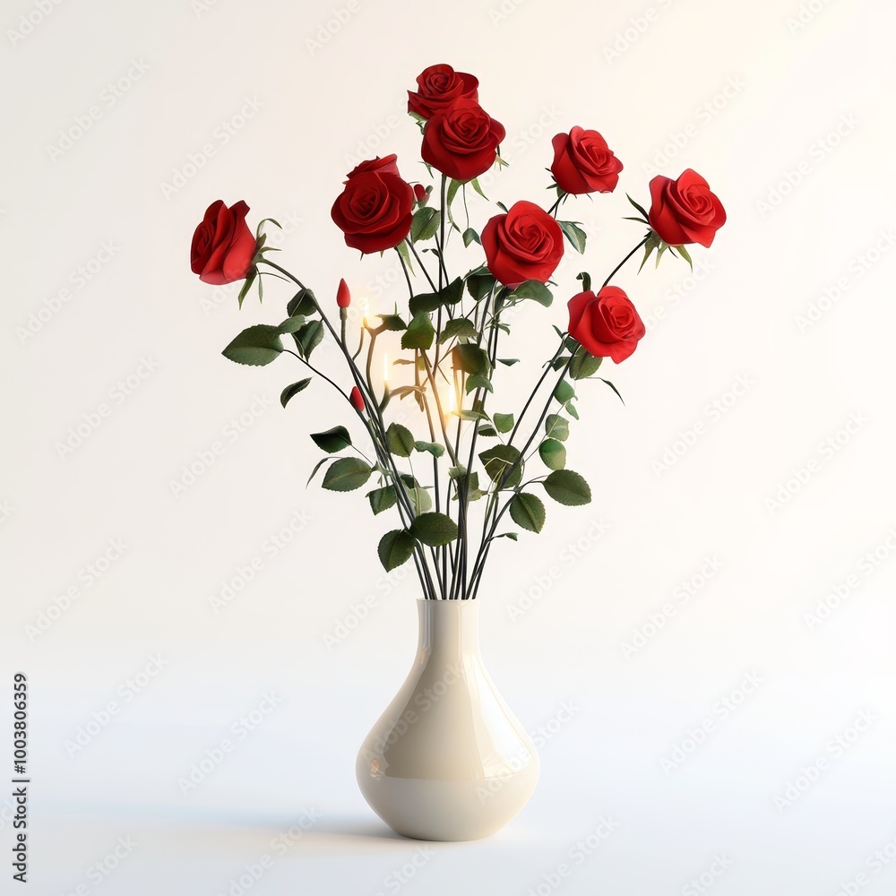 Obraz premium Romantic Red Roses in Candlelight Display