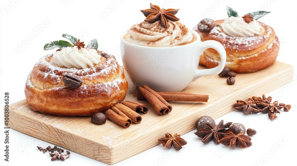 Delicious Cinnamon Rolls and Coffee with Whipped Cream: A Perfect Dessert Experience