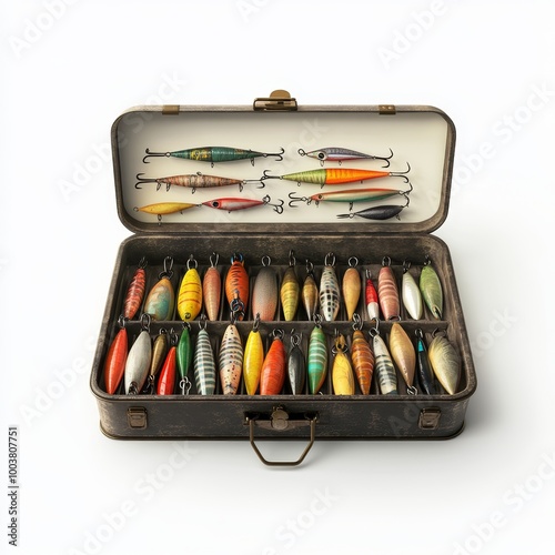 Assorted Fishing Lures in Tackle Box photo