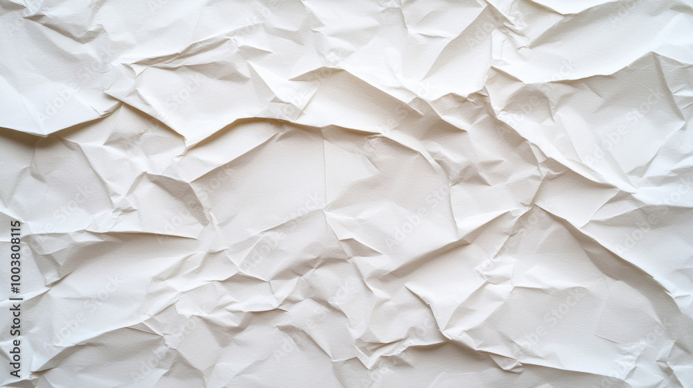 Crumpled white paper background with intricate texture variations in natural light Crumpled white paper background with intricate texture variations in natural light