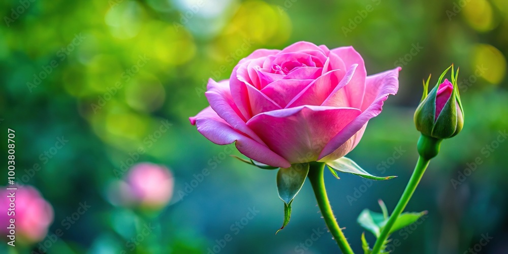 Long shot of pink rose bud Long shot of pink rose bud