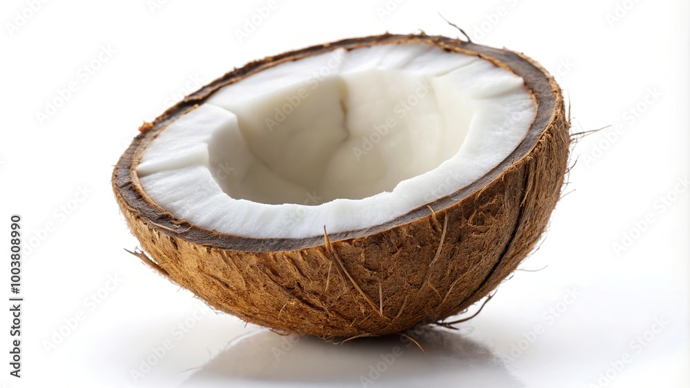 Long shot of white coconut isolated on white background Long shot of white coconut isolated on white background