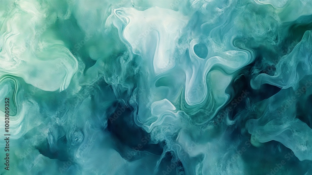 Obraz premium Abstract fluid art in shades of teal and aqua creating a dreamy background