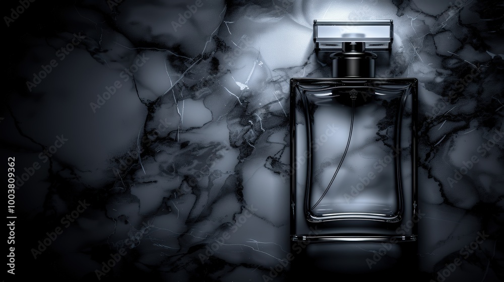 Elegant Perfume Bottle on Dark Marble Background Elegant Perfume Bottle on Dark Marble Background