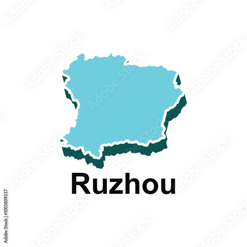 map of Ruzhou modern vector design template, national borders and important cities illustration photo