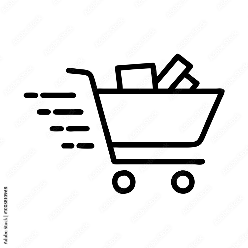 Shopping cart icon symbolizing fast online shopping and e-commerce transactions
