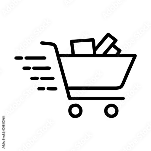 Shopping cart icon symbolizing fast online shopping and e-commerce transactions