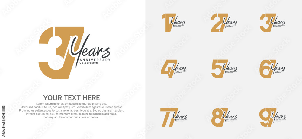 Anniversary logo set vector design, brown and black color for celebration event Anniversary logo set vector design, brown and black color for celebration event