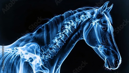 X-Ray Image of a Horse Showing Bone Structure photo