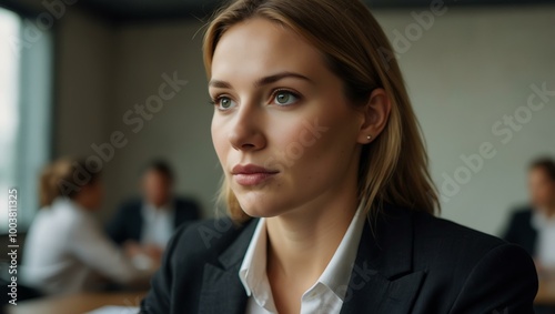 Businesswoman engaged in a meeting.