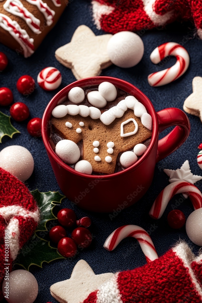 marshmallows, candy canes, gingerbread marshmallows, candy canes, gingerbread