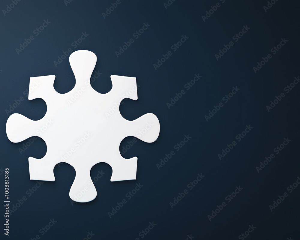 White puzzle piece isolated on a dark background, symbolizing problem-solving and critical thinking. White puzzle piece isolated on a dark background, symbolizing problem-solving and critical thinking.