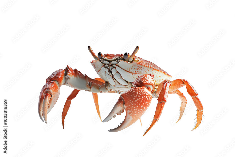 Live crab walking with extended legs and open claws ,Isolated on transparent background Live crab walking with extended legs and open claws ,Isolated on transparent background