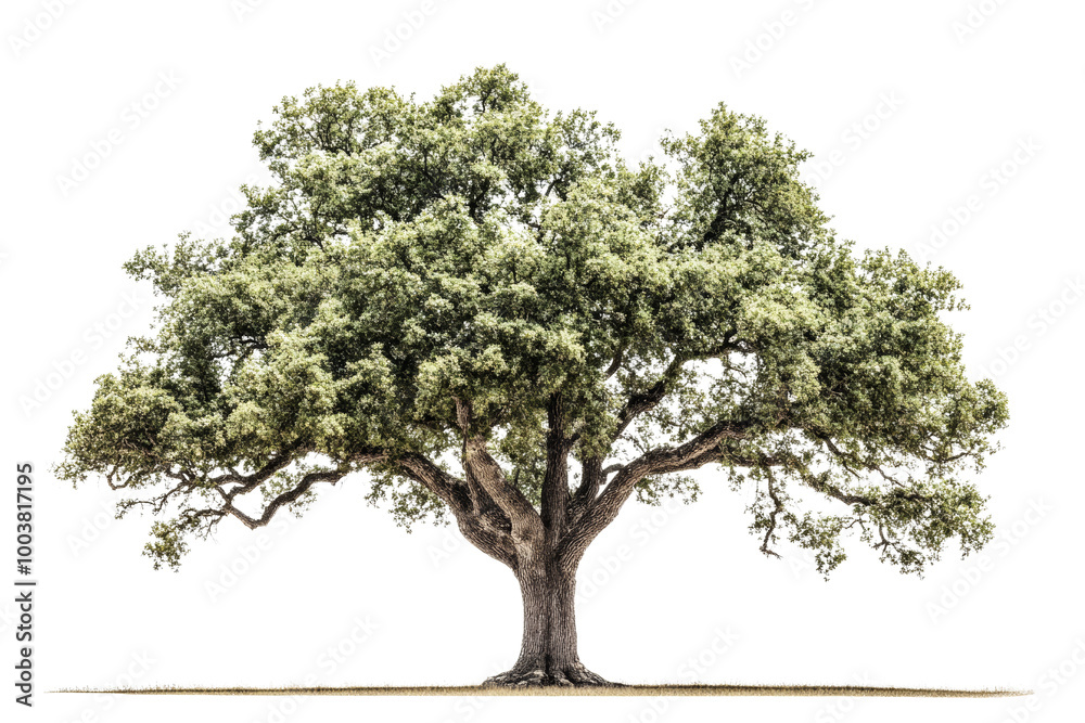 Large oak tree , detailed bark and leaves ,Isolated on transparent background Large oak tree , detailed bark and leaves ,Isolated on transparent background