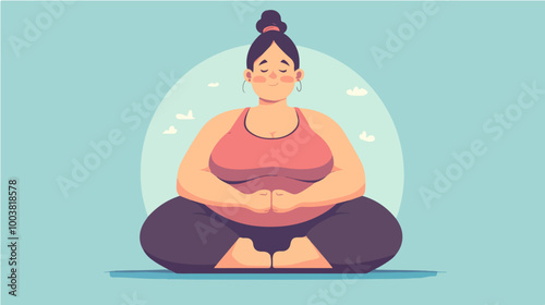 Illustration of an overweight girl. The problem of obesity.
