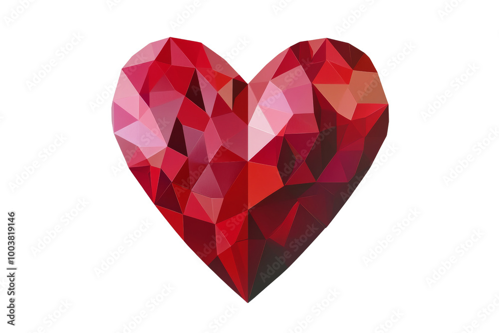 Geometric heart with sharp angles and clean lines ,Isolated on transparent background Geometric heart with sharp angles and clean lines ,Isolated on transparent background