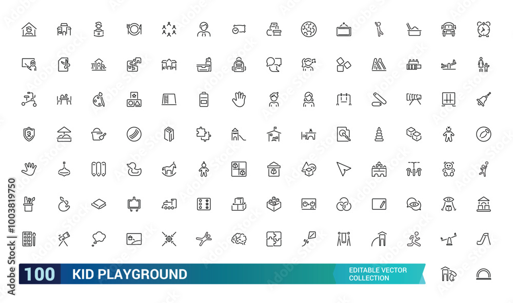 Kids playground icons collection, Outline set of kid playground. Vector icons for web and ui design, Editable stroke. Pixel perfect. Kids playground icons collection, Outline set of kid playground. Vector icons for web and ui design, Editable stroke. Pixel perfect.