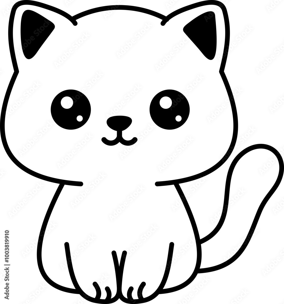 Cat Doodle Line Illustration