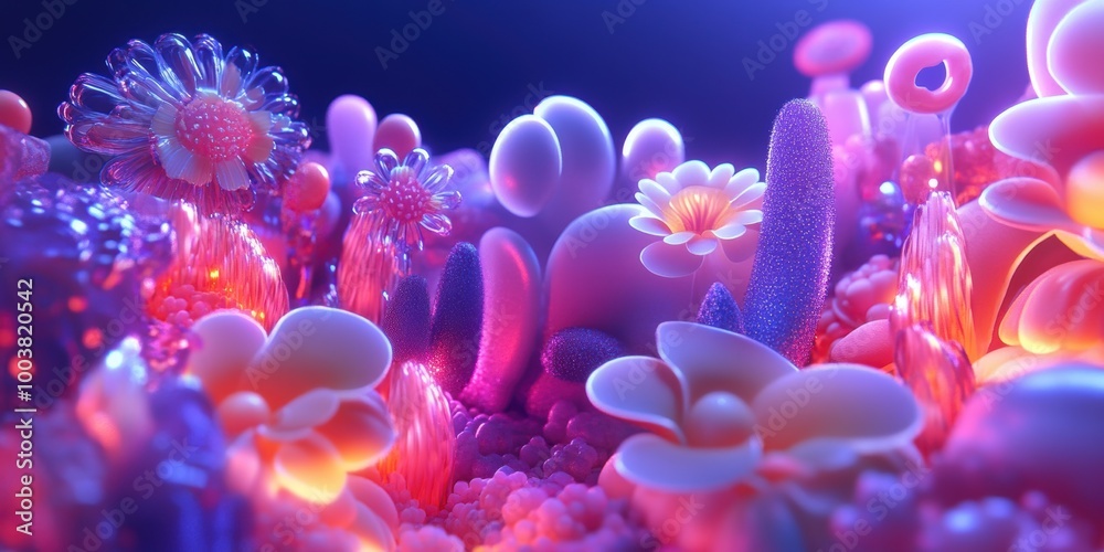 Fototapeta premium a bunch of pink flowers with a blue background