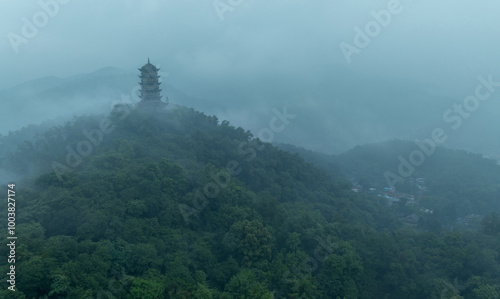 Canvas Print Aerial view of landscape in dujiangyan,Sichuan province,China