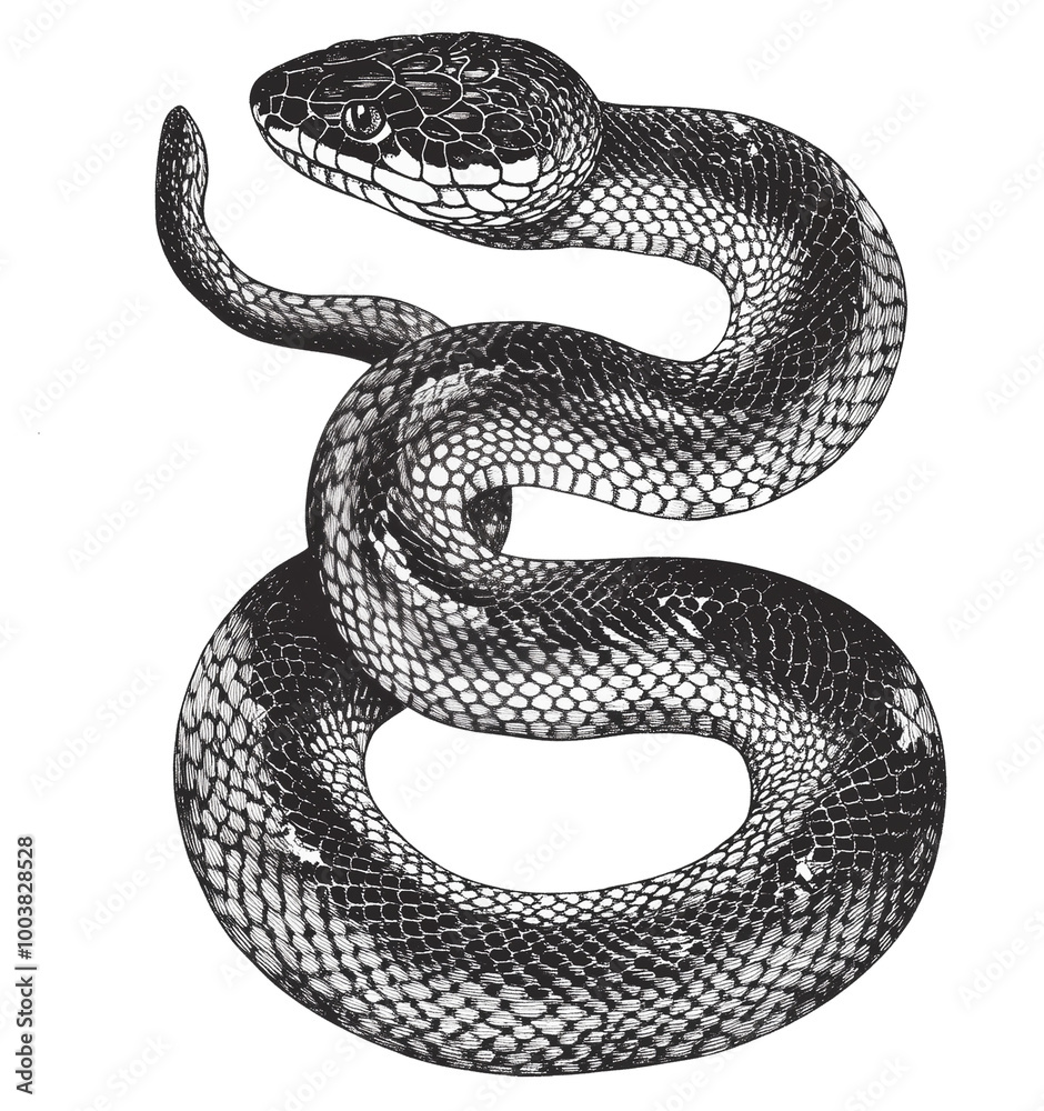 Obraz premium vintage snake illustration isolated on transparent background