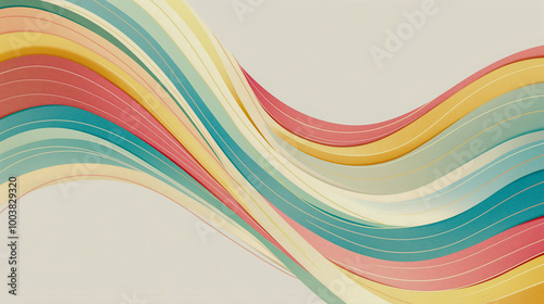 Abstract Flow: Pastel Swirls of Joy: A mesmerizing abstract composition featuring vibrant pastel-colored waves, intertwining and flowing in a harmonious dance of color and form. The soft.