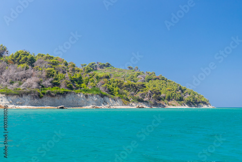 Sazan is an Albanian uninhabited island in the Mediterranean Sea. It us the largest of Albania's islands and it was a designated military exclusion zone.  It lies in a strategically important location