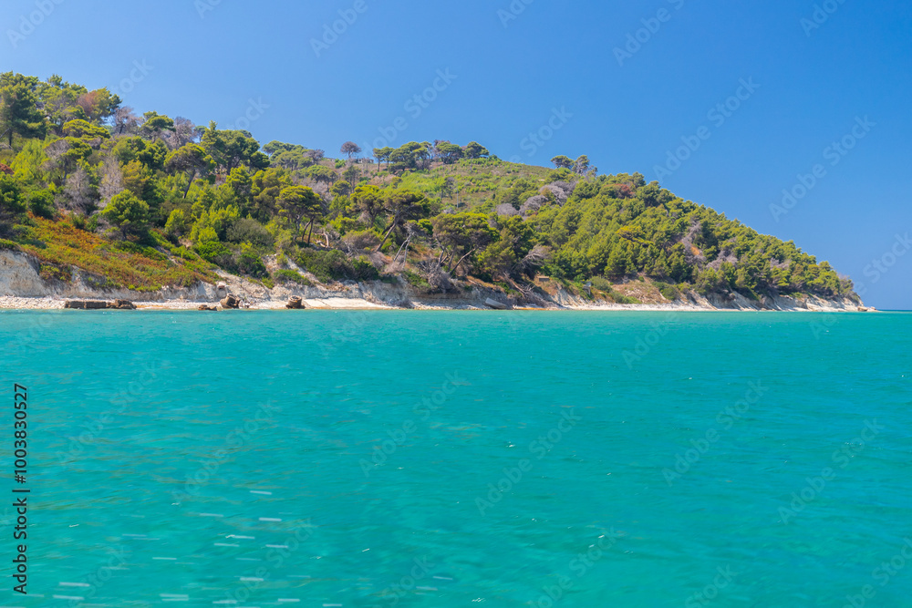 Sazan is an Albanian uninhabited island in the Mediterranean Sea. It us the largest of Albania's islands and it was a designated military exclusion zone. It lies in a strategically important location Sazan is an Albanian uninhabited island in the Mediterranean Sea. It us the largest of Albania's islands and it was a designated military exclusion zone. It lies in a strategically important location