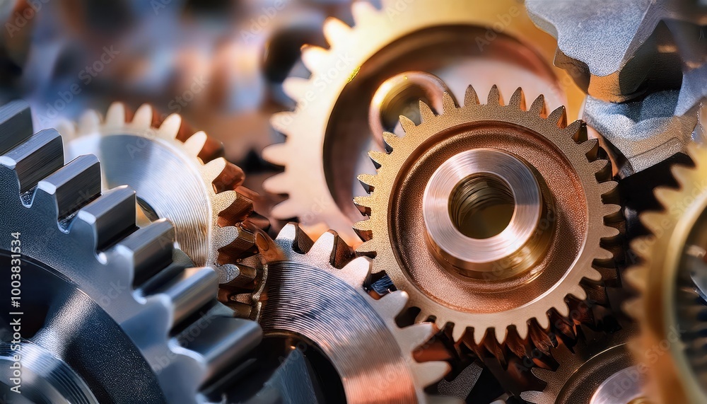 Mechanism, gears and cogs at work. Industrial machinery Mechanism, gears and cogs at work. Industrial machinery