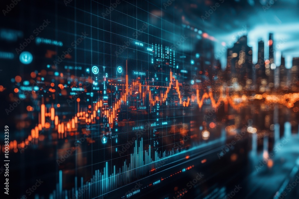 Fototapeta premium Global Stock Market Trends and Financial Technology Innovation