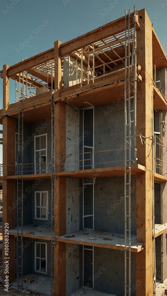 Digital illustration of an apartment under construction. Digital illustration of an apartment under construction.
