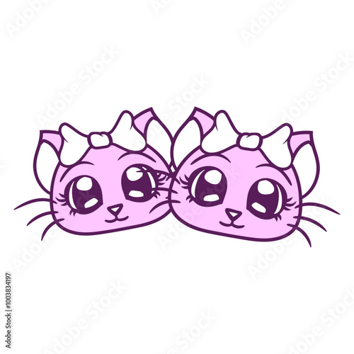 2 Cat Friends Beautiful Bow Tie Girl Woman Happy Team