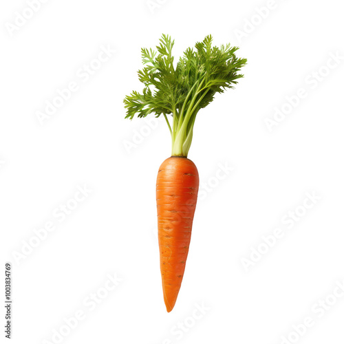 Ripe fresh carrot isolated on white or transparent background, png clipart, design element. Easy to place on any other background.