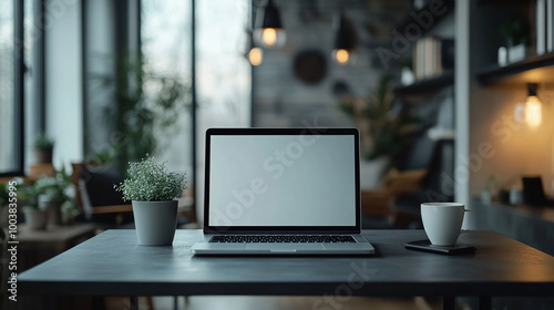 Laptop Workspace with a Cup of Coffee