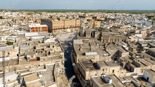 Fotografía Aerial view of the Imperiali-Filotico palace, built in Manduria in Garibaldi square, in the province of Taranto, Italy