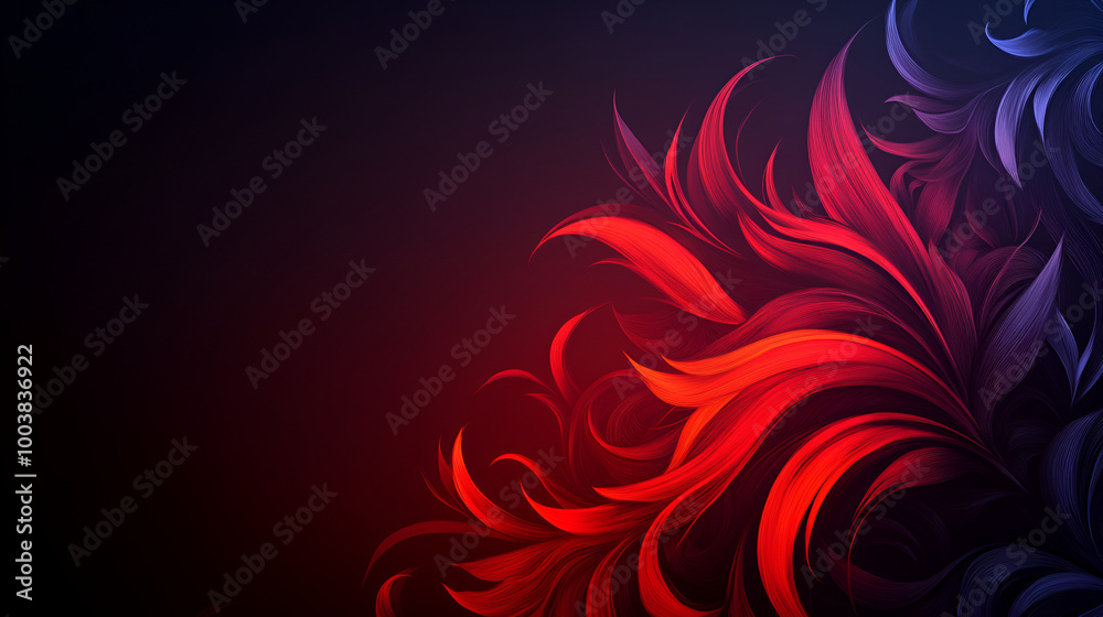 Vibrant red and black abstract floral design with flowing shapes creating a captivating visual experience Vibrant red and black abstract floral design with flowing shapes creating a captivating visual experience