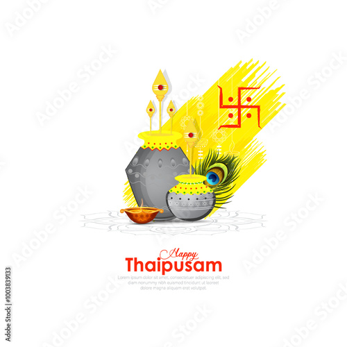 Vector illustration concept of Happy Thaipusam or Thaipoosam greeting with celebrating	
