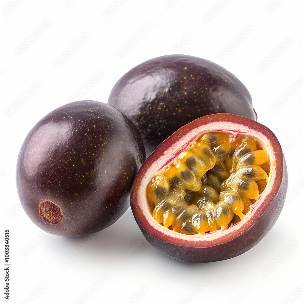 High-quality photos of real fresh passion fruits and sliced passion ...