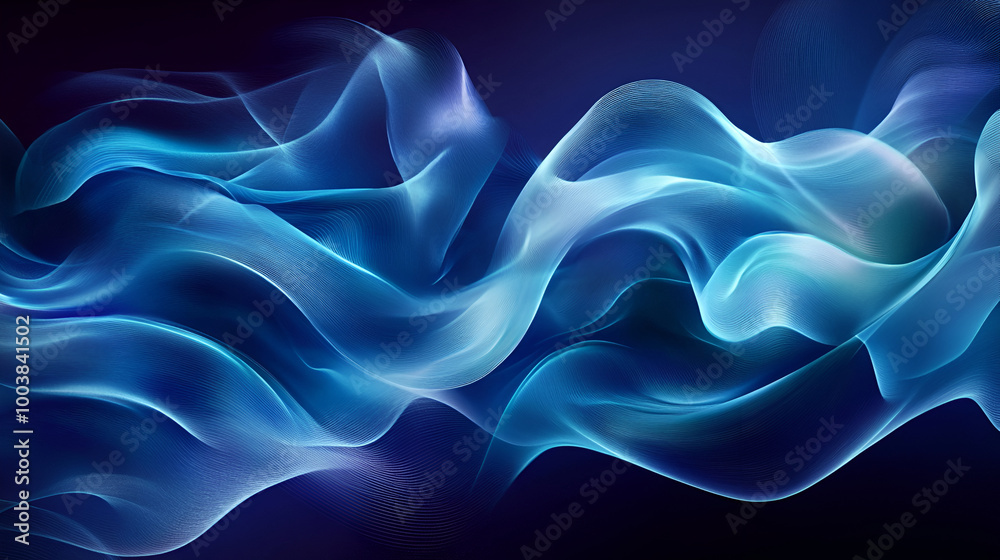 Fototapeta premium wave abstract background blue wavy background abstract blue background with flowing, smooth lines that shimmer and shine Vibrant Blue Digital Wave Background.