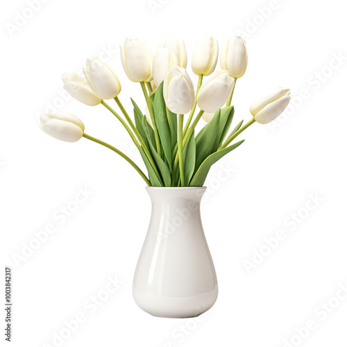 Wallpaper Mural White tulip flowers in a vase isolated on white or transparent background, png clipart, design element. Easy to place on any other background. Torontodigital.ca
