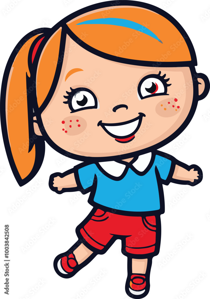 A cute girl's cartoon Illustration vector . A cute girl's cartoon Illustration vector .
