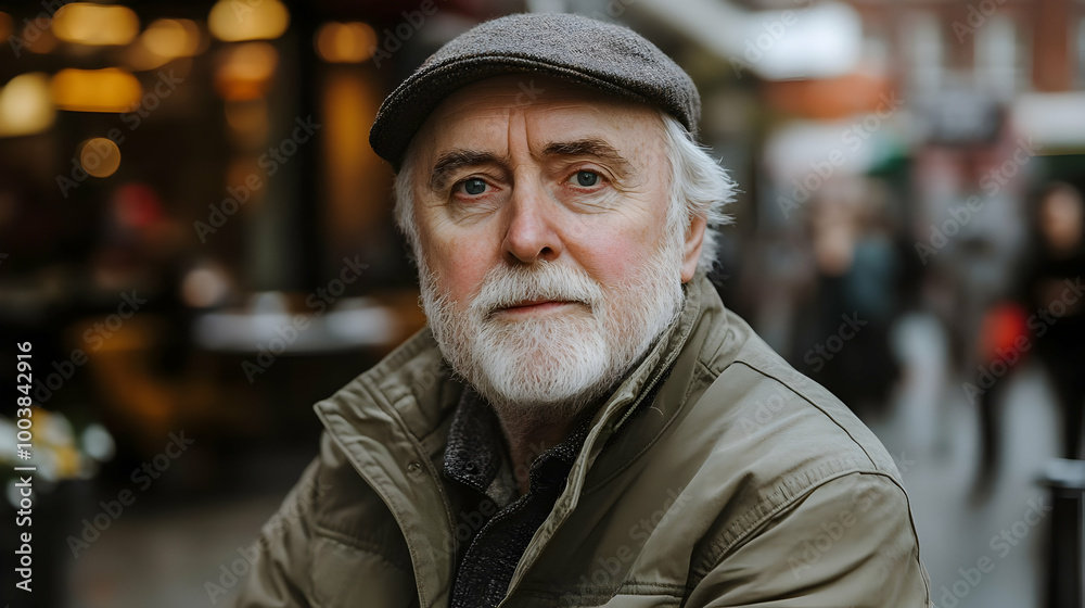 Portrait of a Man with a Grey Beard Wearing a Cap and Jacket Portrait of a Man with a Grey Beard Wearing a Cap and Jacket